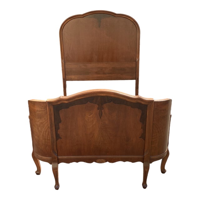 Vintage American Walnut Twin Bed by Atlas Furniture Co Jamestown Ny For Sale