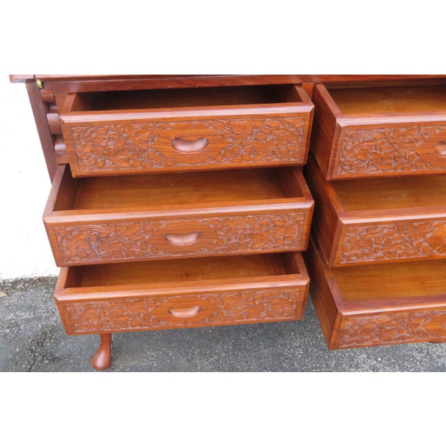 Heavy Hand Carved Secretary Desk For Sale - Image 12 of 12