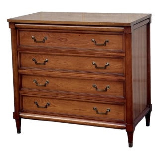Vintage Cherry Wood 4-Drawer Dresser With Brass Hardware For Sale