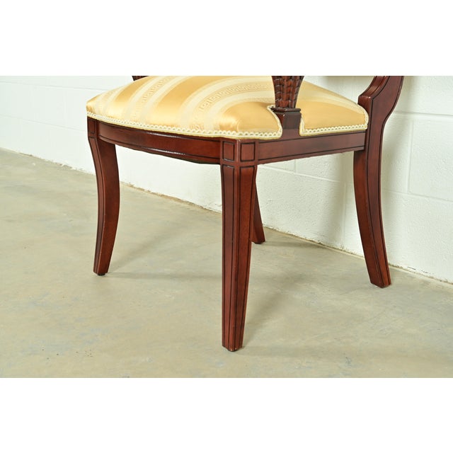 Baker Furniture Style Regency Carved Mahogany Dining Chairs, Set of Eight For Sale - Image 10 of 13