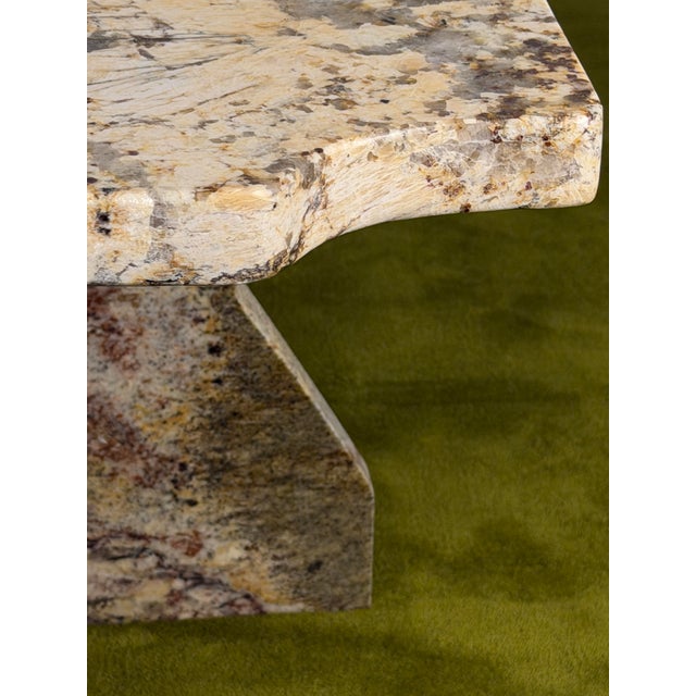Stone Unique Vintage Postmodern Granite Stone Coffee Table With Scalloped Edge For Sale - Image 7 of 16