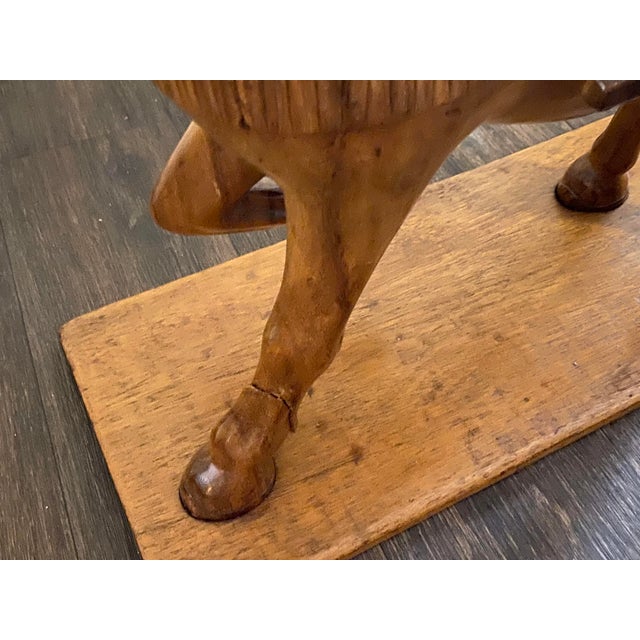 Early 20th Century Chinese Wooden War Horse Sculpture For Sale - Image 4 of 6
