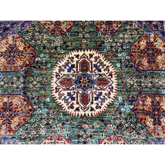 Green Mamluk Natural Dye Wool Rug, 5'2" X 6'11" For Sale - Image 4 of 15
