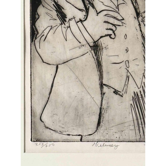 Vintage framed etching, portrait of a gentleman titled "Debussy" by American artist Sidney Chafetz. Signed lower right....