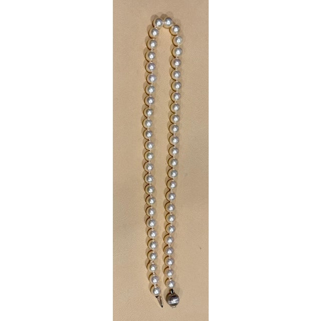 Vintage Cultured Akoya Pearl Necklace Length 18" , 18 Karat White Gold Clasp For Sale - Image 9 of 18