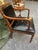 Black Mid-Century Hollywood Regency Faux Bamboo & Tufted Black Leather Armchair For Sale - Image 8 of 11