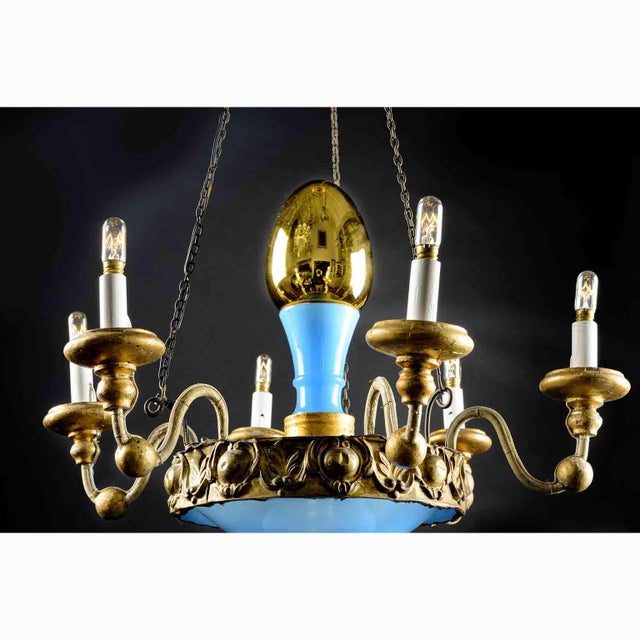 Turquoise and Gilt Chandelier from Lucca, 19th Century For Sale - Image 10 of 11