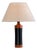 Teak Table Lamp with Black Leather Wrapping, 1960s For Sale