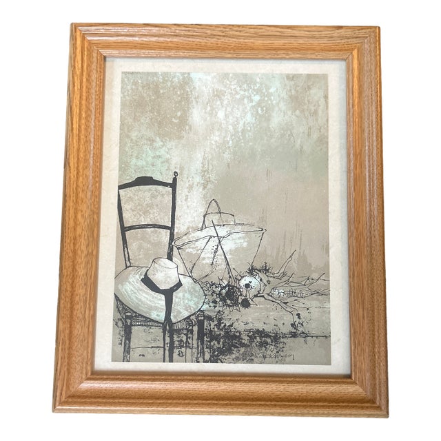 1960’s Jean Jansem “Still Life With Chair and Hat” Original Lithograph For Sale
