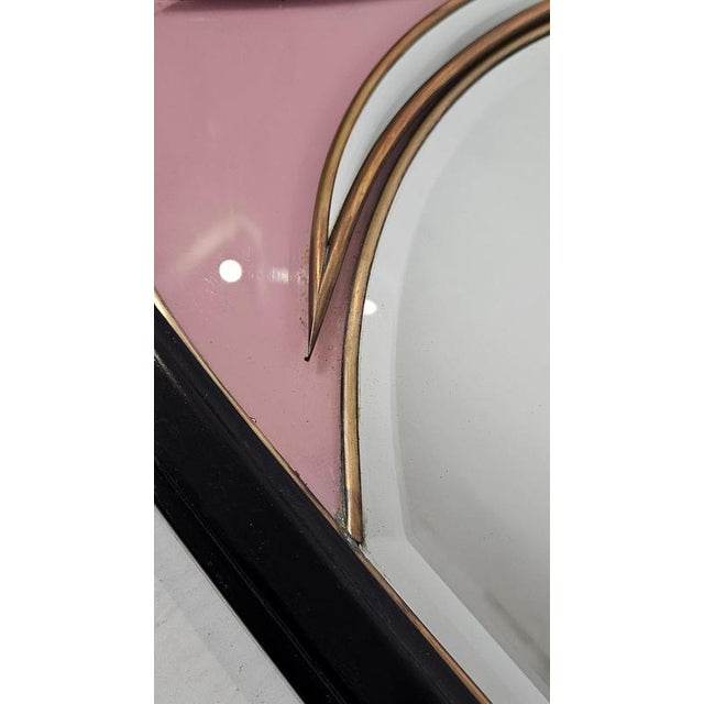 Large Vintage Art Deco Italian Mirror in Pink and Black, 1970s For Sale - Image 10 of 12