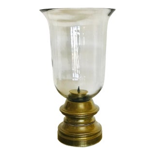 1960s Sarreid Brass and Glass Candle Holder For Sale