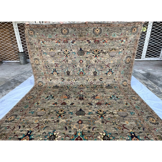 Hand-Knotted Afghan Sultanabad Chobi Wool Area Rug - 8'10" X 12'0" For Sale - Image 6 of 15
