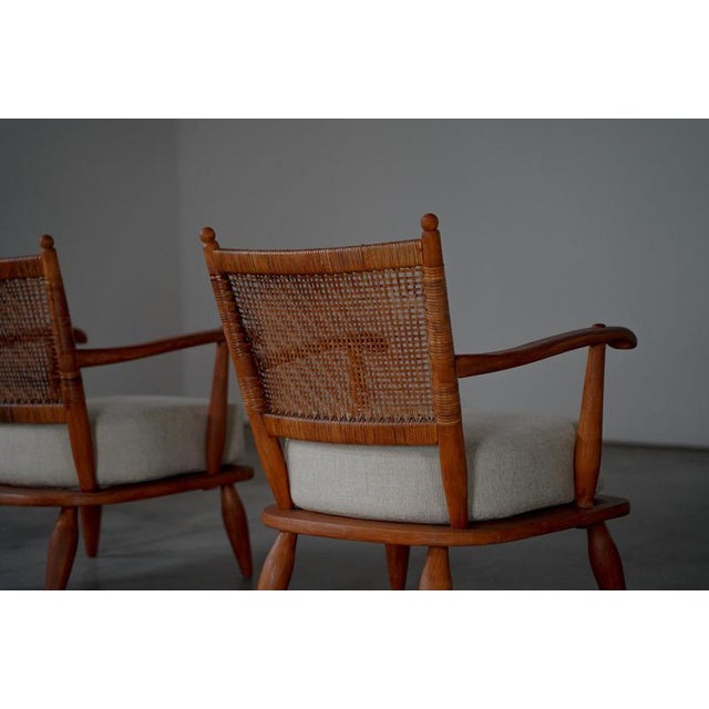Lounge Chairs with Rattan Backrest, France, 1950s, Set of 2 For Sale - Image 17 of 18
