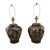 Cocoa Ginger Jar Lamps With Raised Floral Relief and Shades - a Pair For Sale