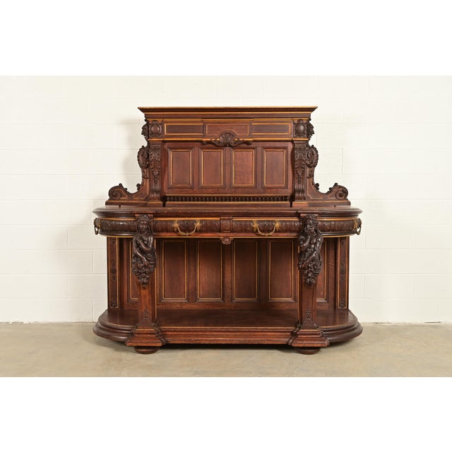 R. J. Horner Renaissance Revival Ornate Carved Oak Sideboard or Bar Cabinet, Circa 1880s For Sale - Image 17 of 17