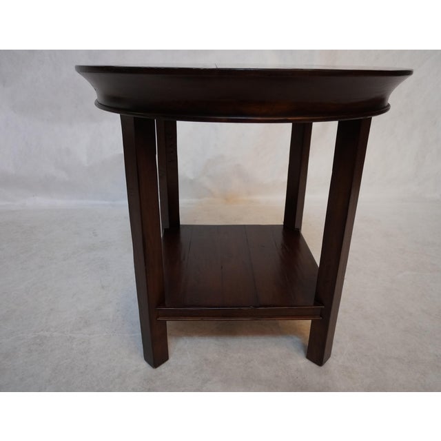 Brown Traditional Round Wood Side Table With Lower Shelf For Sale - Image 8 of 16