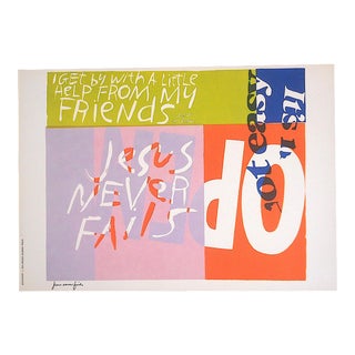 Vintage Abstract Lithograph-Sister Mary Corita Kent - "Jesus Never Fails" For Sale