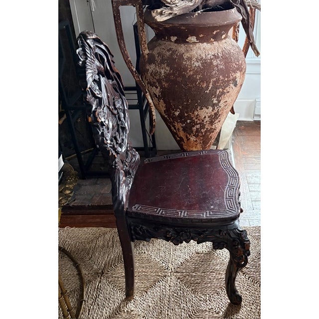 Antique Chinese Rosewood Carved Dragon Chair For Sale In New York - Image 6 of 10