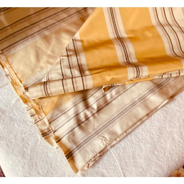 French Country Scalamandré Silk Stripe | Café Au Lait, Warm Cream & Lemon Pinstripe | 72"w × 54"l For Sale - Image 3 of 17
