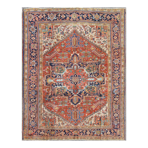 Antique Colorful Persian Heriz Rug With Geometric Patterns and Intricate Design 8'3"x10'4"