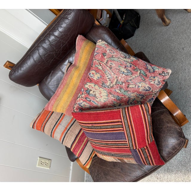 Turkish Set of 4 Turkish Kilim Pillow Covers For Sale - Image 3 of 10