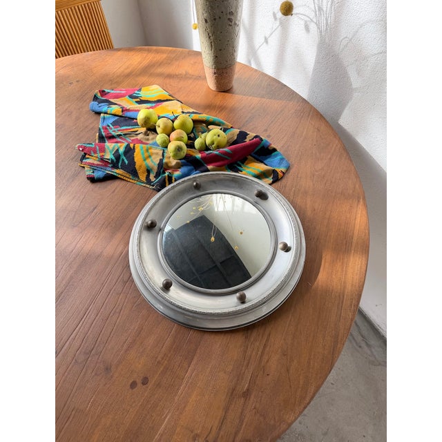 Metal Antique English Style Round Convex Metal Mirror, 1900s For Sale - Image 7 of 18