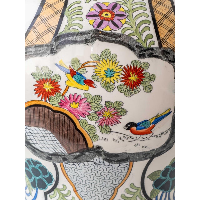 Petrus Regout Hand-Painted Chinoiserie Ceramic Table Lamp, 1880s For Sale - Image 4 of 15