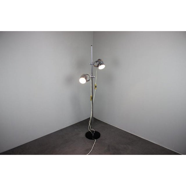 Vintage Adjustable Double Spotlight Floor Lamp in Chrome, Czechoslovakia, 1970s For Sale - Image 9 of 12