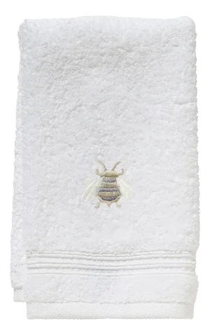 Pewter Napoleon Bee Terry Guest Towel, Embroidered