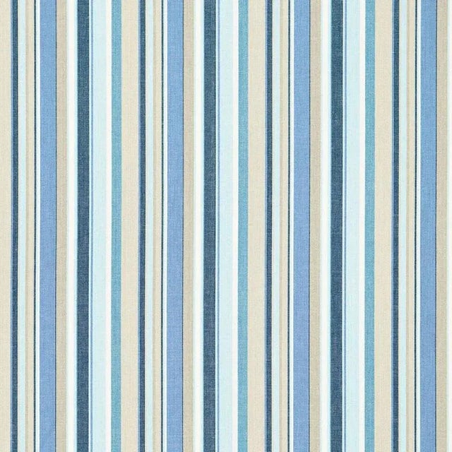 Contemporary Sample - Schumacher Tybee Stripe Fabric in Ocean For Sale - Image 3 of 3