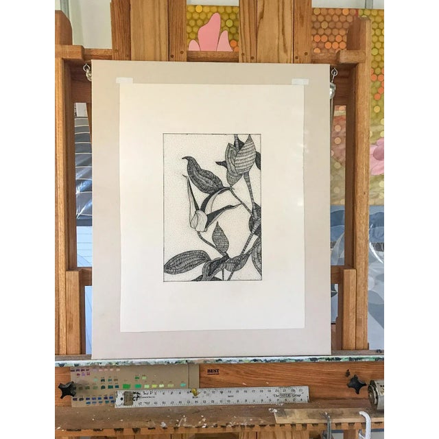Collura & Co. "Bloomscape 1" Original Pen and Ink Drawing by Denis Collura For Sale - Image 4 of 5