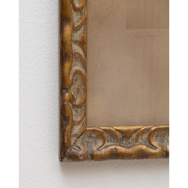 1920s Belgian Passe-partout Man Portrait With Gilded Wooden Frame For Sale - Image 11 of 18
