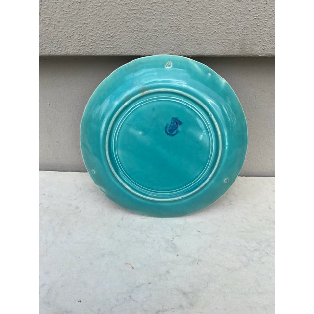 Late 19th Century French Majolica Roses Plate Saint Amand, Circa 1890 For Sale - Image 5 of 5