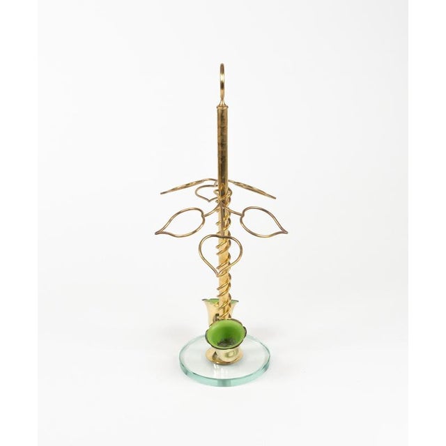 Mid-Century Flower Umbrella Stand in Glass and Brass in the style of Cristal Arte, Italy, 1960s For Sale - Image 11 of 16