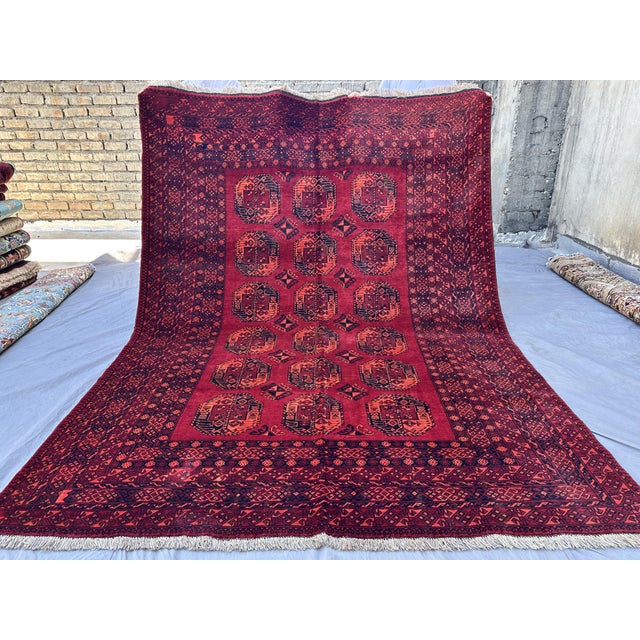 2000 - 2009 Red Turkmen Bokhara Hand-Knotted Wool Rug - 7'1" X 9'8" For Sale - Image 5 of 11