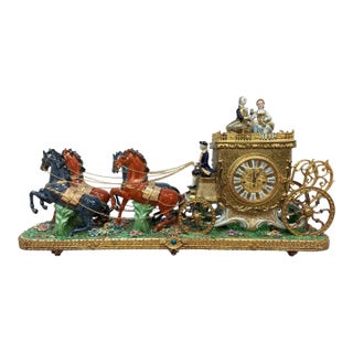 Antique Franz Hermle Monumental Capodimonte Style Vienna Porcelain Sculpted Mantel Clock/Centerpiece For Sale