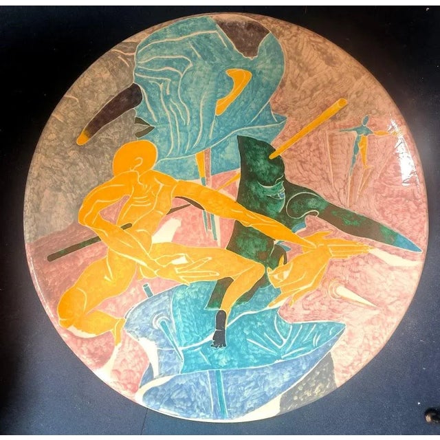 Large Ceramic Figuratista Plate by Massimo Biagi Miradario, 2009 For Sale - Image 11 of 11