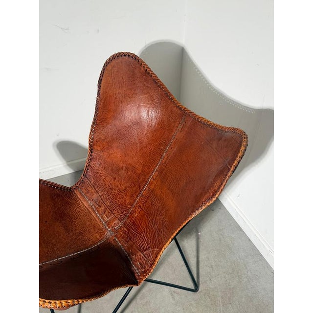 Cognac Leather Butterfly Lounge Chair For Sale - Image 4 of 6