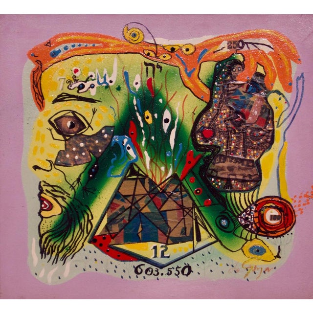 Green Numbers, Late 20th-Century, Abstract Mixed Media on Wood by George De Goya, 1976 For Sale - Image 8 of 8