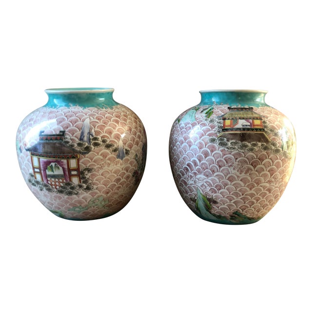 Antique Chinese Jiaqing Mark and Period Rose Vases - a Pair For Sale