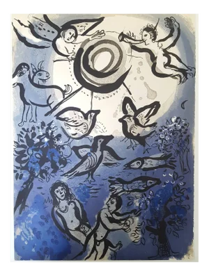 Marc Chagall, Creation, Adam and Eve, Lithograph, 1960