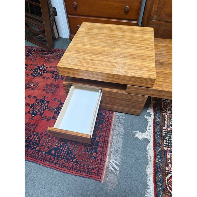 Multi-Tiered Wood Block Coffee Table + Drawer For Sale - Image 10 of 12