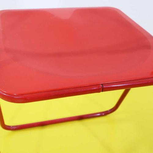 Wood Red Plastic Folding Chair with Metal Frame For Sale - Image 7 of 9