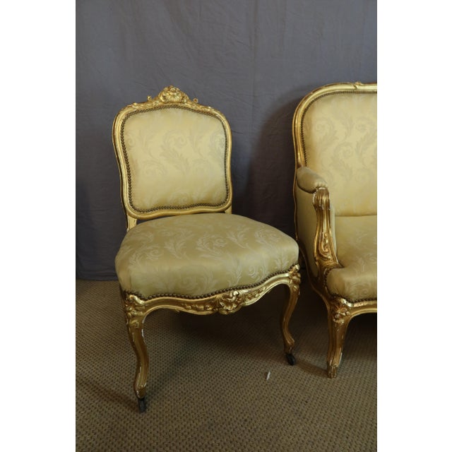 19th Century Gilded Wood Living Room, Set of 7 For Sale - Image 5 of 11