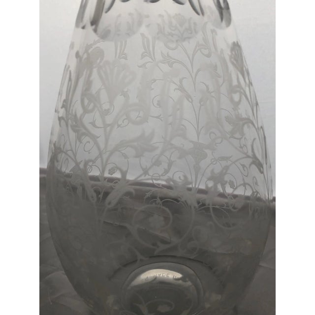 Early 20th Century Vintage Baccarat Crystal Wine Decanter Etched Flower Vines For Sale - Image 5 of 9