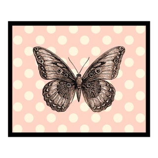 Modern Butterfly Large Canvas Print in Black Frame Color-Way 4 For Sale