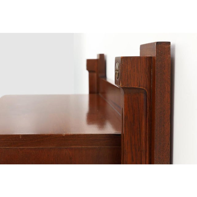 1960s Mid-Century Wall-Mounted Console in Wood with Brass Details, Italy, 1960s For Sale - Image 5 of 11