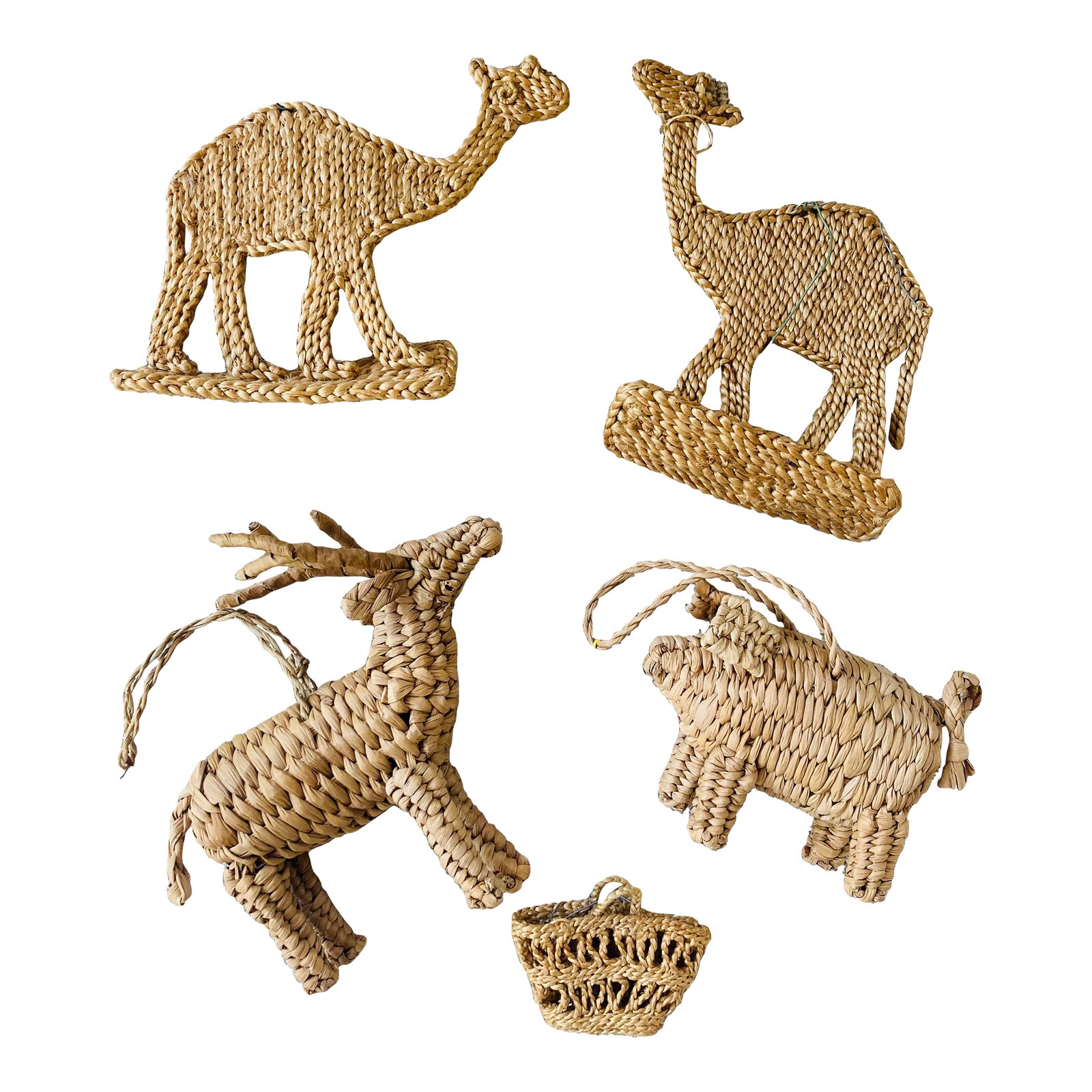 Collection of Vintage Wicker Christmas Tree Ornaments, Set of 5 Chairish