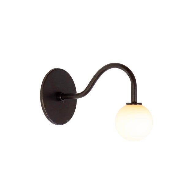 Black Pin Up Sconce, Modern, 3 Inches Glass Globes, by Research.Lighting, Facing Up, Modern, Minimal For Sale - Image 8 of 12
