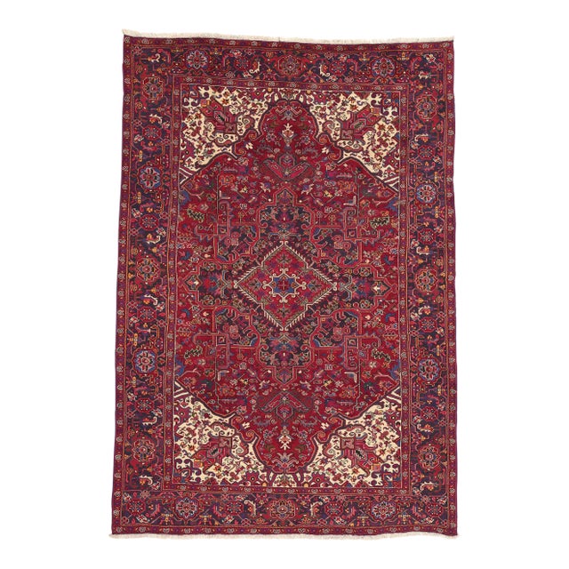 Mid 20th Century Mid 20th Century Vintage Persian Heriz Rug - 07'10 x 11'04 For Sale